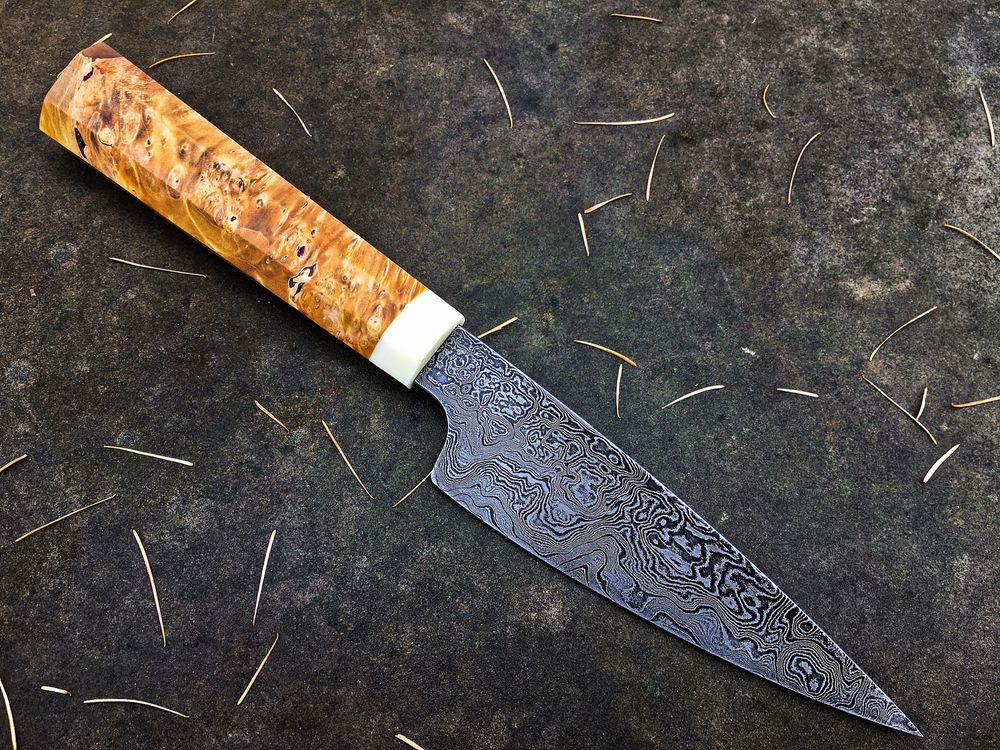 Nóż kuchenny damast custom handmade petty SKUD blades