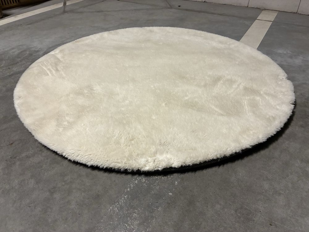 Dywan rabbit okrągły pluszowy Rabbii kremowy śr. 100 cm