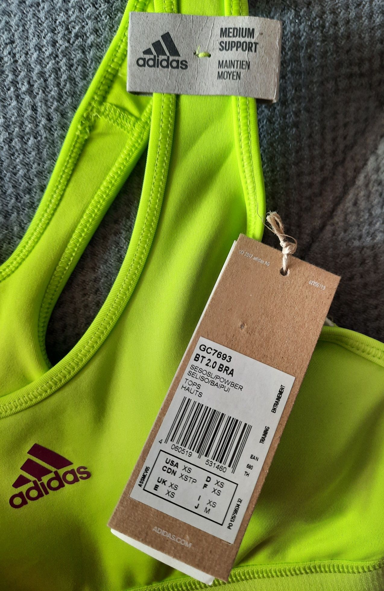 Top,biustonosz sportowy Adidas neon żółty