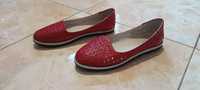 Червоні шкіряні балетки 37 розмір сліпони туфлі літні мокасини