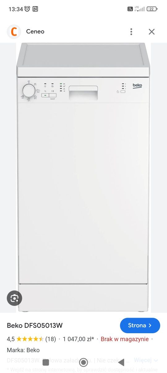 Zmywarka Beko DFS05013W