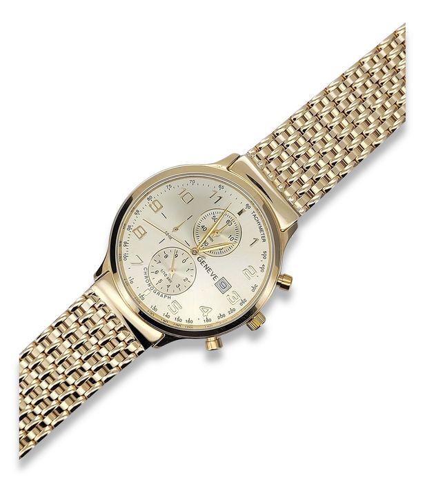 Złoty zegarek 14k 585 z bransoletą męski Geneve mw005ydy&mbw013yo P