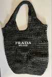 Torba plażowa Prada czarna rafia nowa
