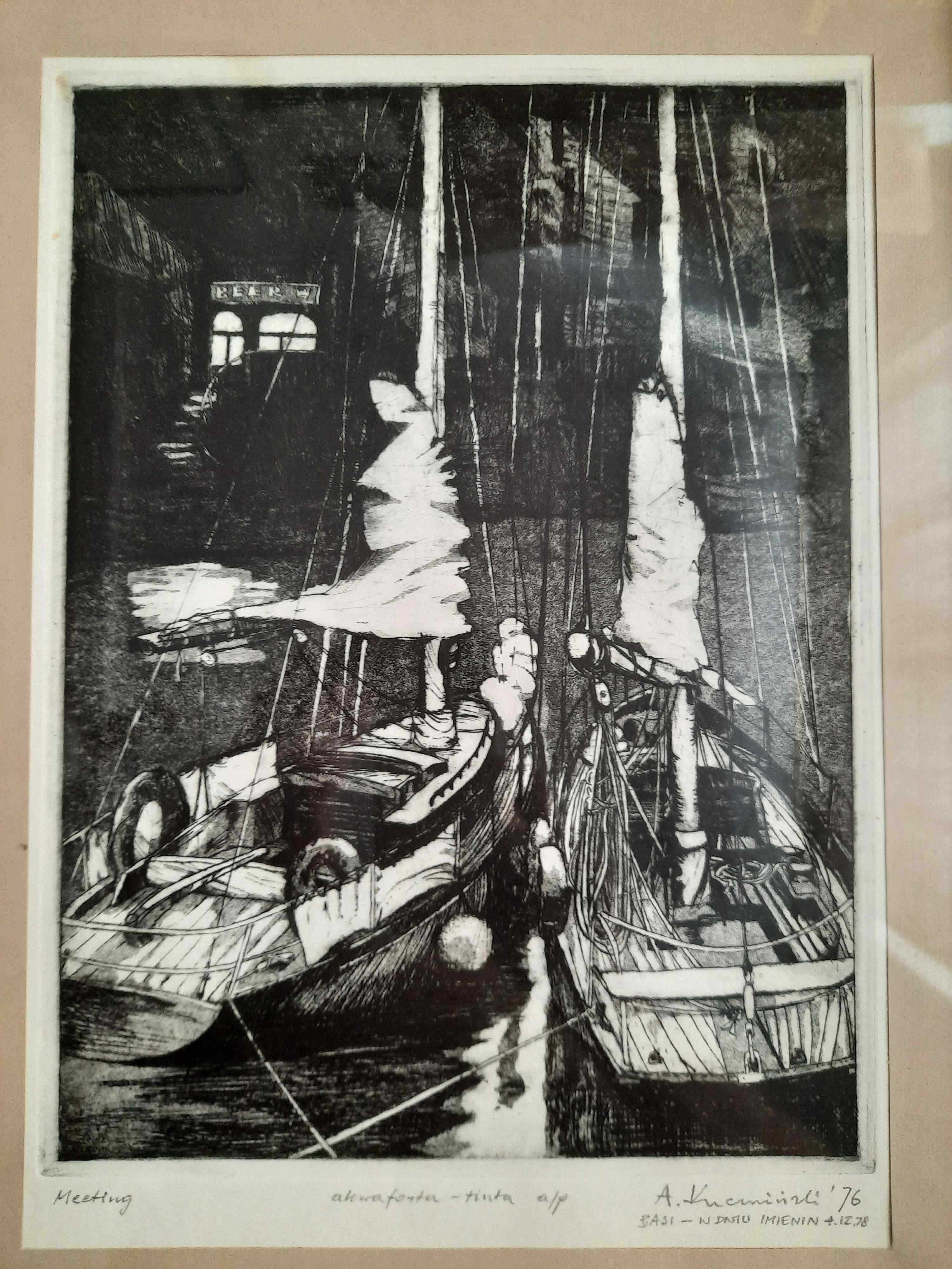 KRZEMIŃSKI A. Żaglówki Akwaforta 1976 r.
