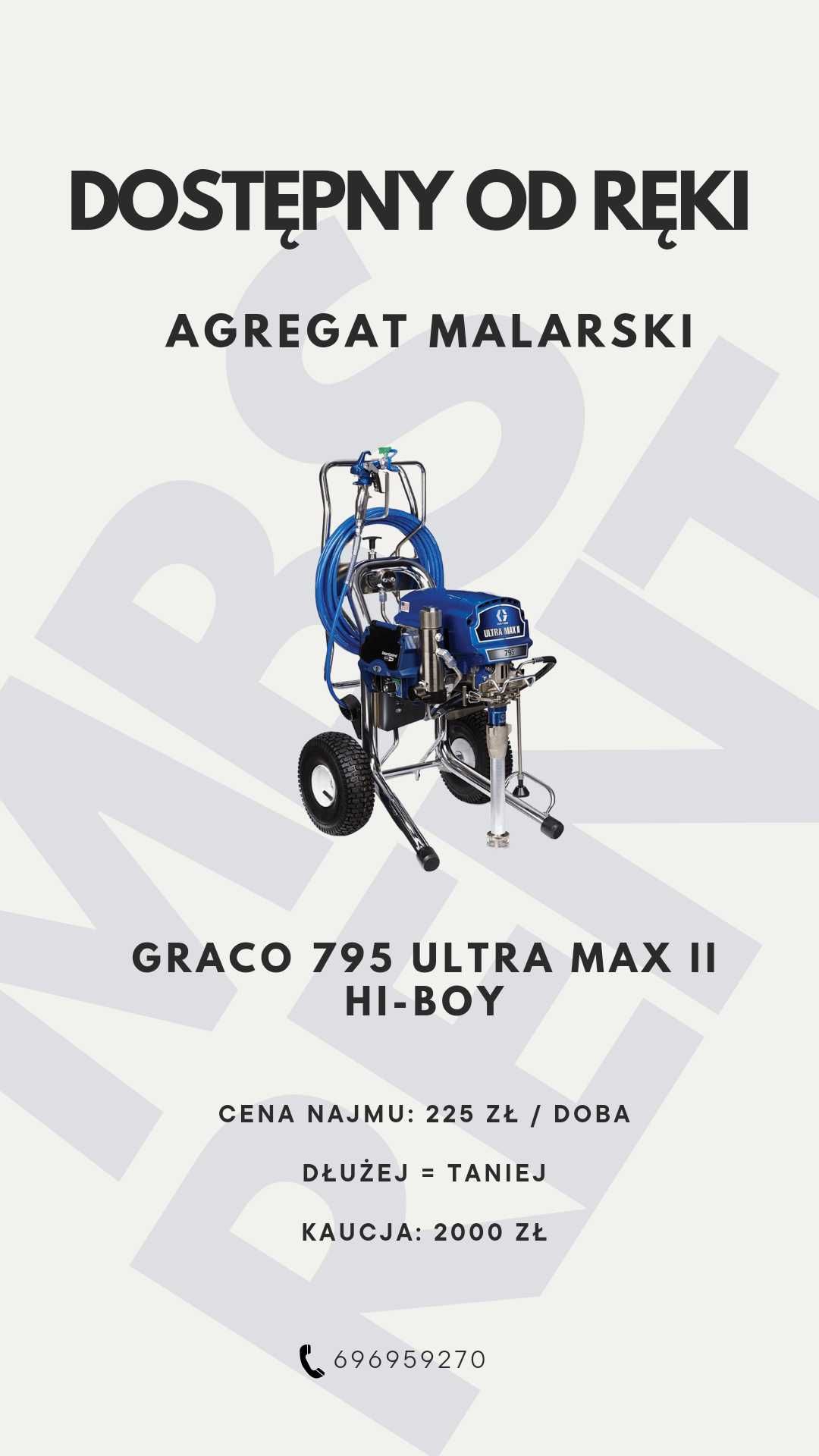 agregat malarski Graco 795 pełen osprzęt cleanshot przedłużki dysze