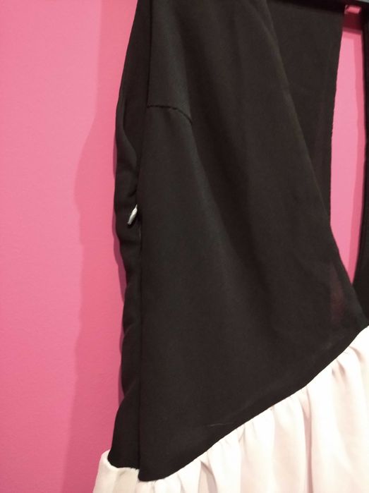 Elegancka sukienka tunika S 36 biało-czarna