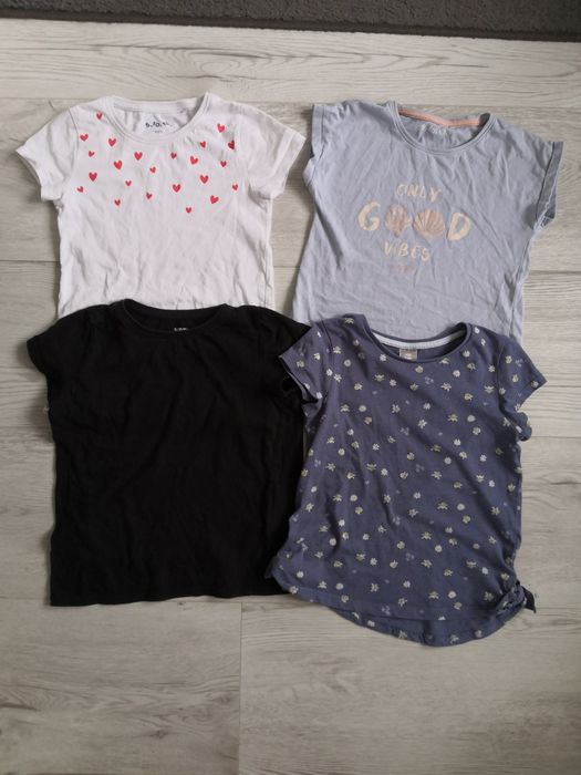 Bluzka krótkie rękawy czarna biała serce serduszko dla dziewczynki.