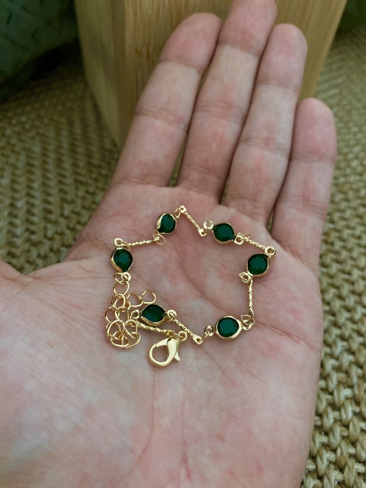 Pulseira Vintage Dourada e verde