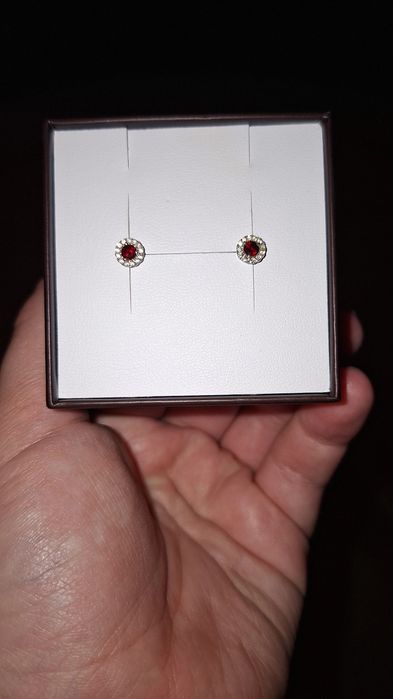 Сережки срібні з гранатом