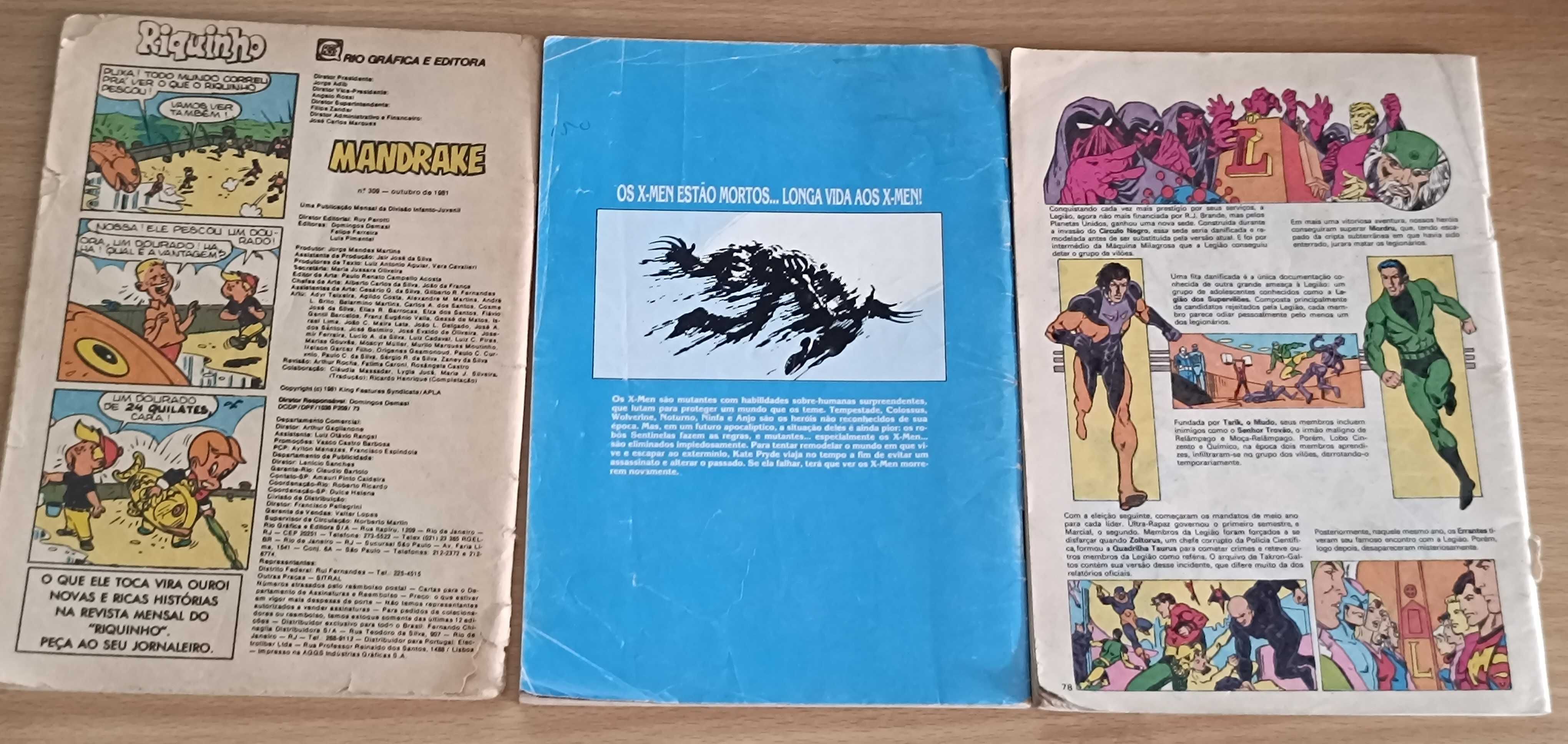 3 Bandas desenhadas BDs anos 80: Mandrake, X-Men e Legião de Heróis