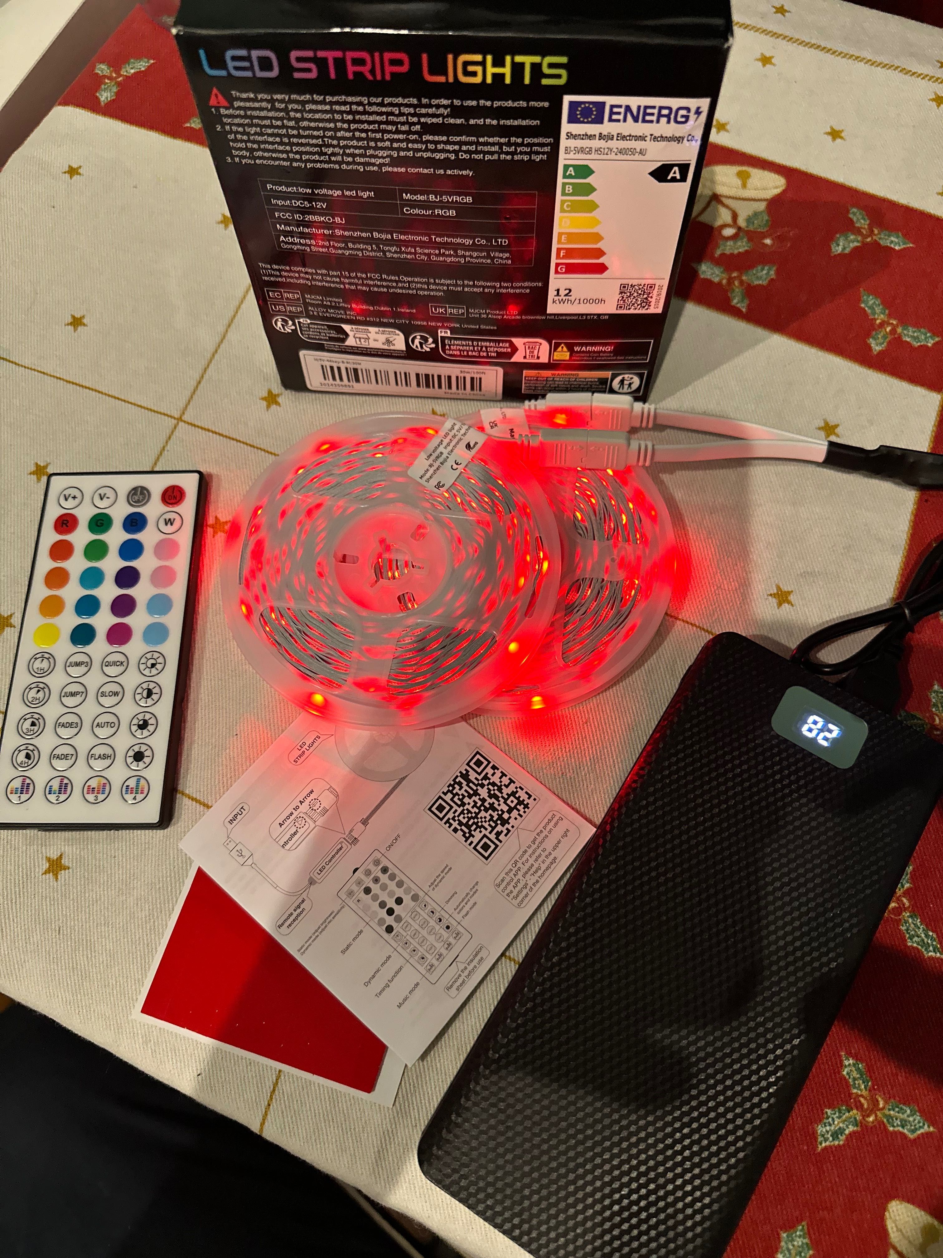 Rolo de fita  LED RGB 5V 1A com comando e App