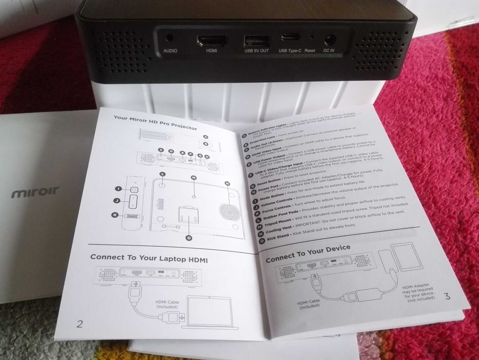 3xLED DLP fullHD проектор Miroir M289 с аккумулятором.