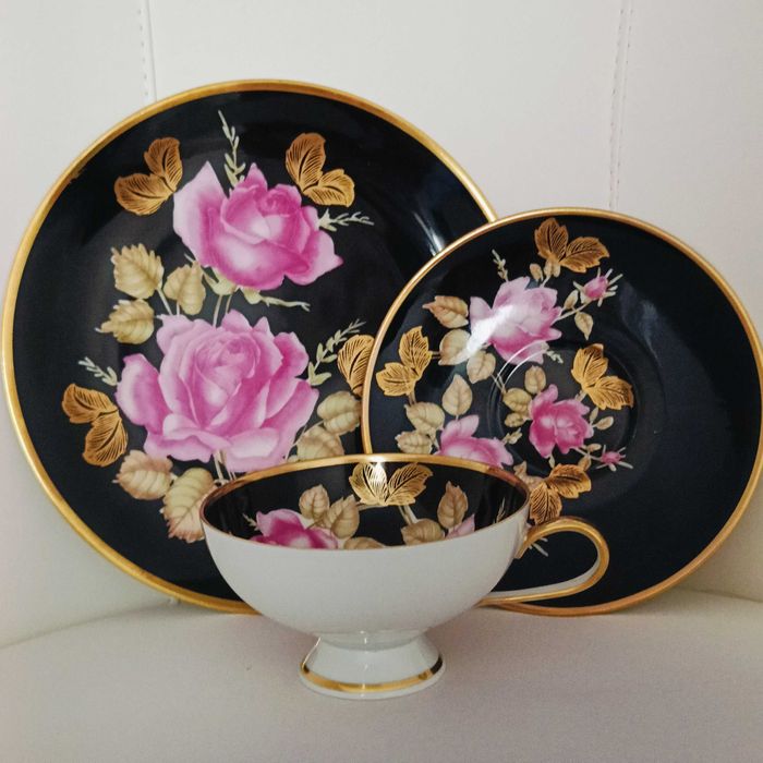 **filiżanka TRIO czarna porcelana Arzberg vs. R.Wächter 1960_1969