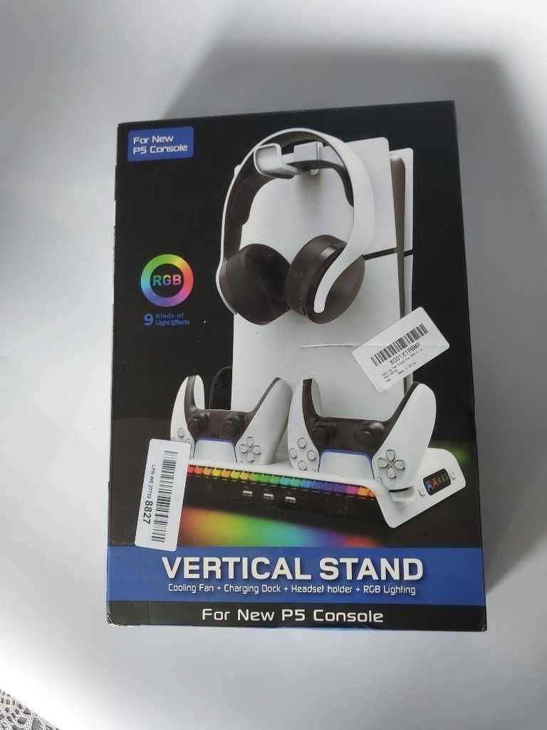Stacja chłodząca RGB do Sony PlayStation 5 Slim 2x pady słuchawki