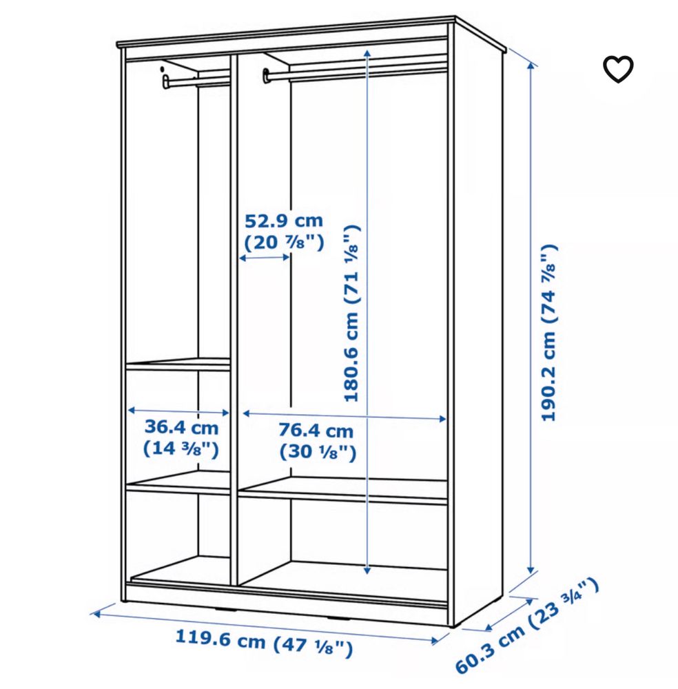 Szafa IKEA SONGESAND szafa 3 drzwi 120x191x60 cm