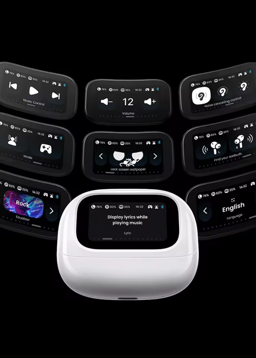 TWS наушники с экраном UGREEN Echo buds Magic,Белые.Ldac.30h.52db.App#