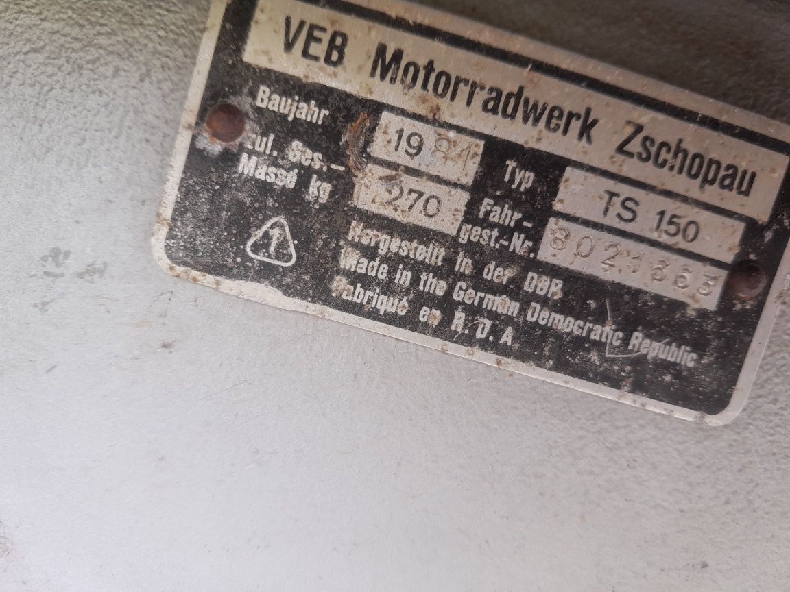 Mz ts 150 z dokumentami
