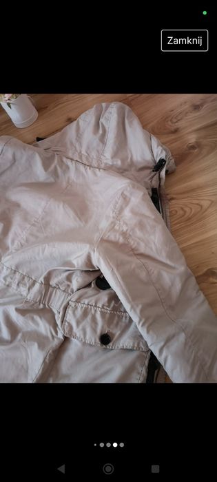 Kurtka Długa męska parka ocieplana ciepła na zimę płaszcz beżowy