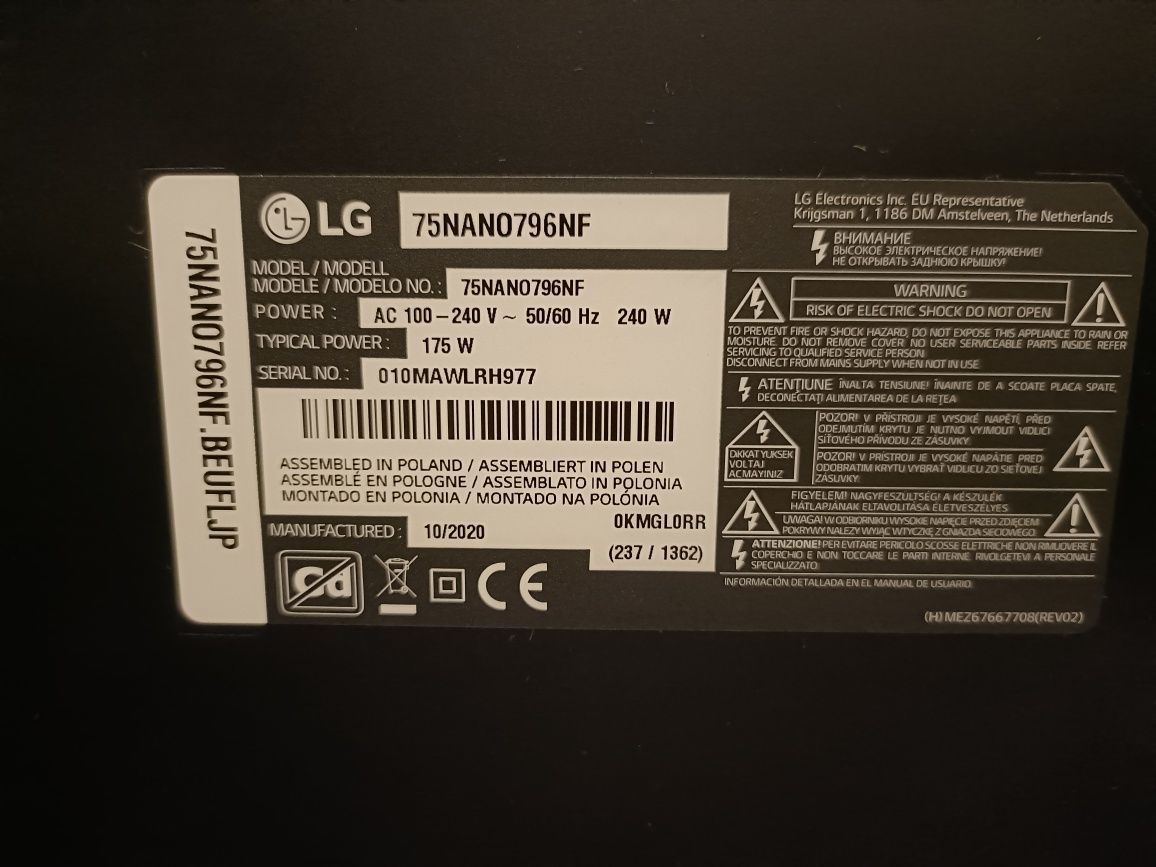 TV LG NanoCell 75" 4K