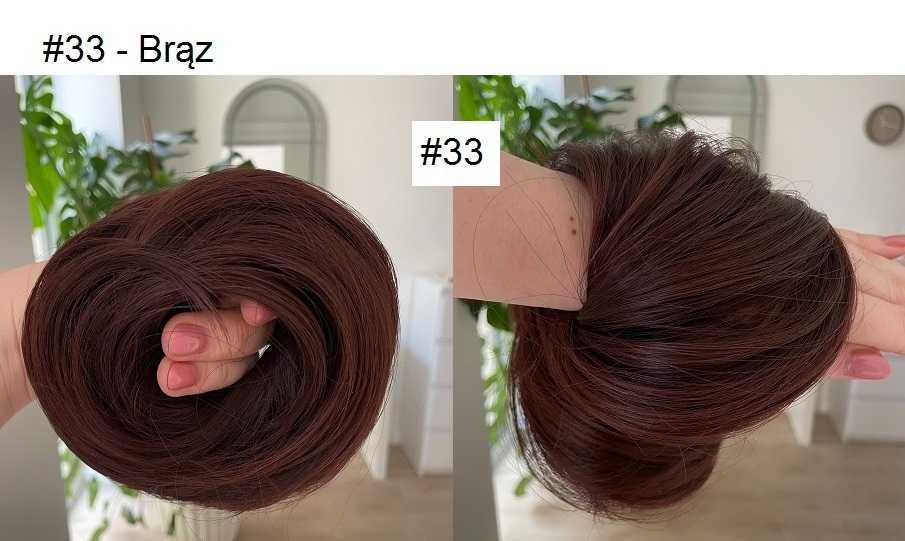 DOCZEPIANY KOK NA GUMCE doczepiane włosy brąz treska dopinka