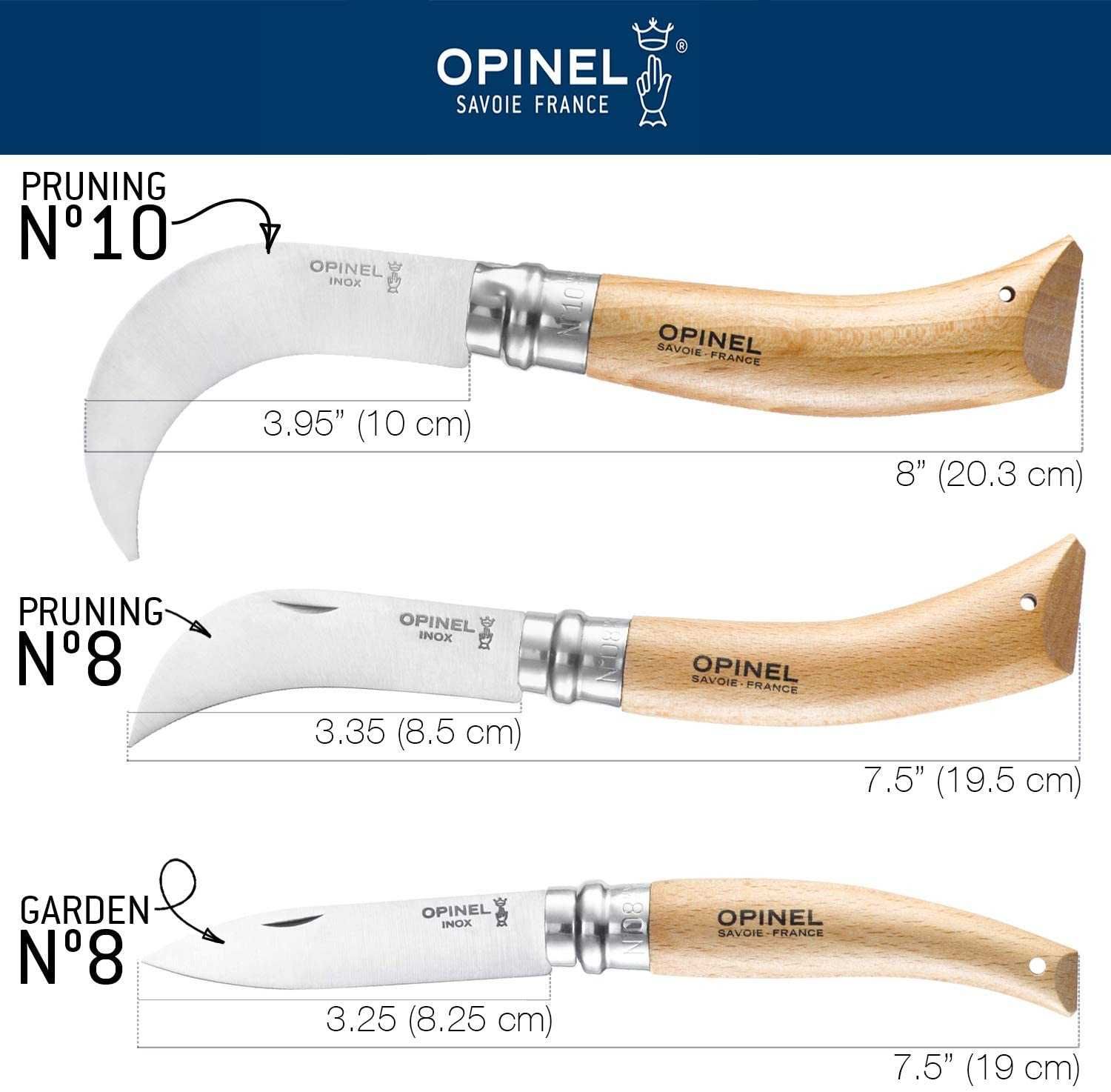 Садовый нож Opinel Jardin №8 Inox складной ручка дерево бук нержавейка
