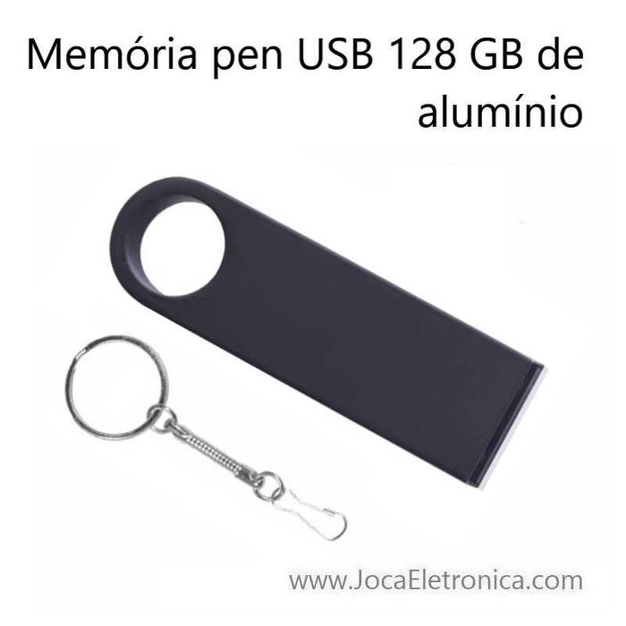 Memória pen USB 128GB de Alumínio Preto