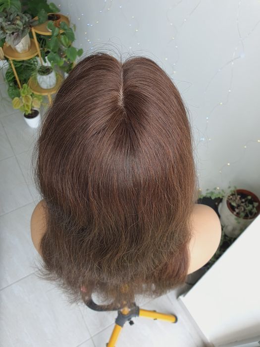 Tupet z włosów naturalnych długi brąz Anna 50 cm