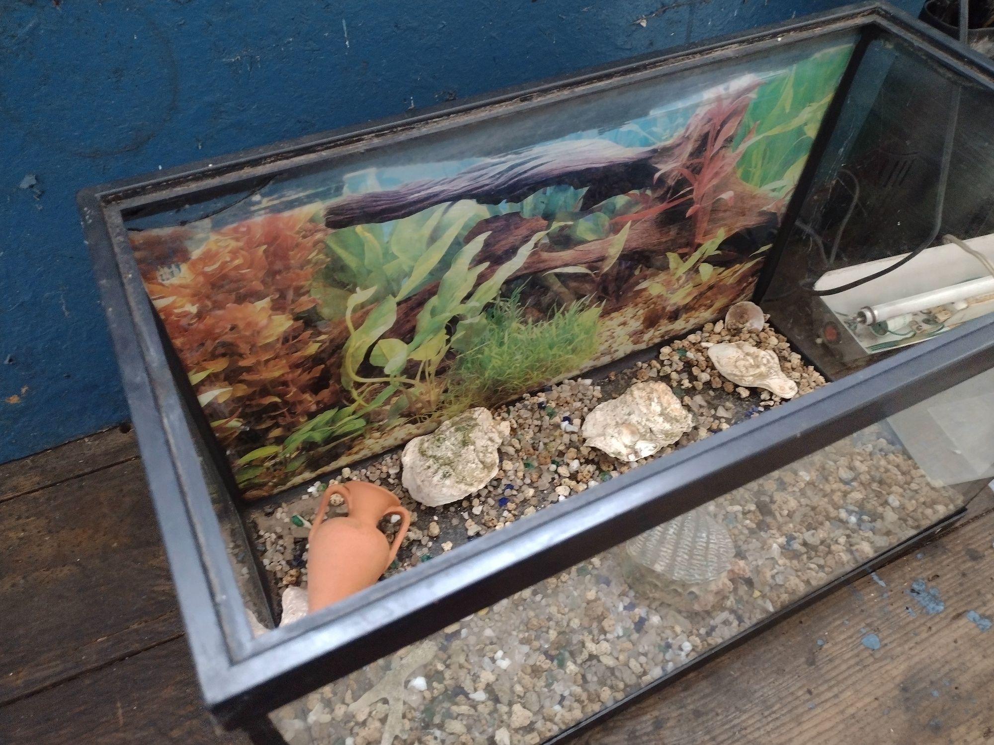 Aquário de vidro para peixes com filtro