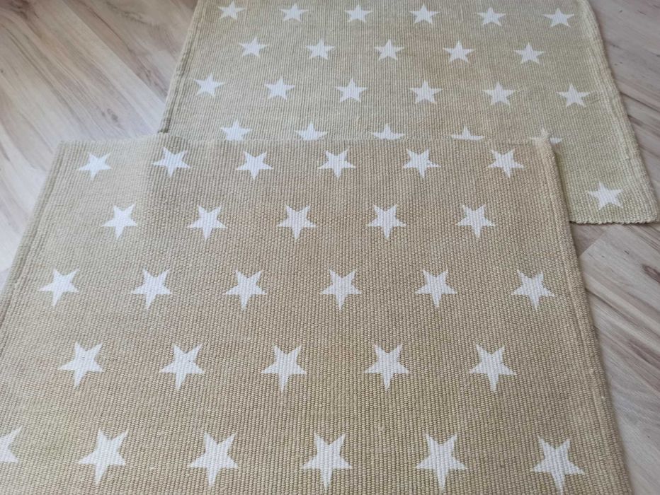 Dywanik chodnik bawełna beż gwiazdki
