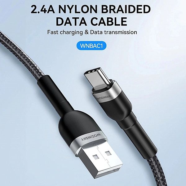 Kabel Wozinsky WNBAC1 USB-A / USB-C 2.4A 1 m - czarny