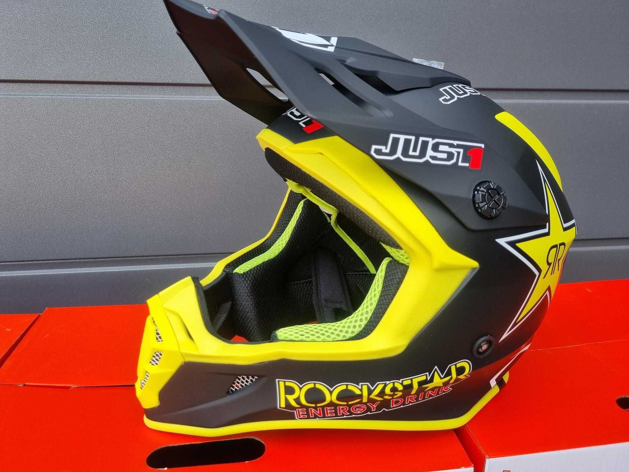 NOWY KASK JUST1 ROCKSTAR ! Czarno-żółty mat ! Cross i Quad !