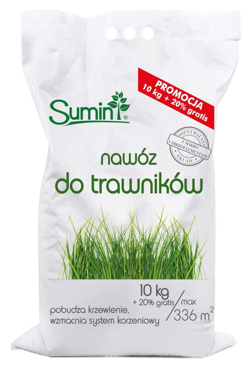 Nawóz do trawnika OPTYMALNY SKŁAD worek 10+2kg gratis SUMIN