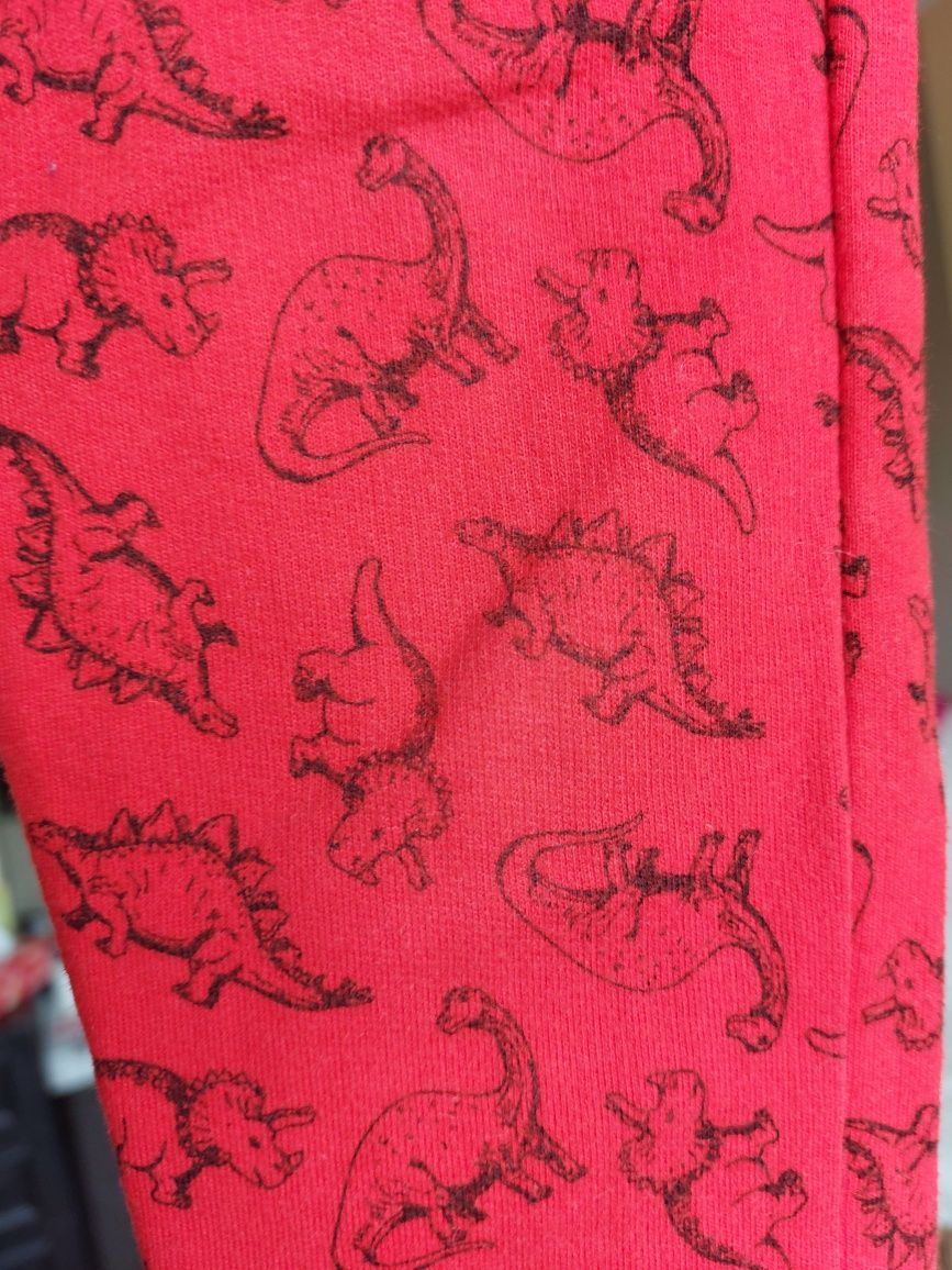 Spodnie dresowe dla dziewczynki chłopca czerwone dinozaury 110