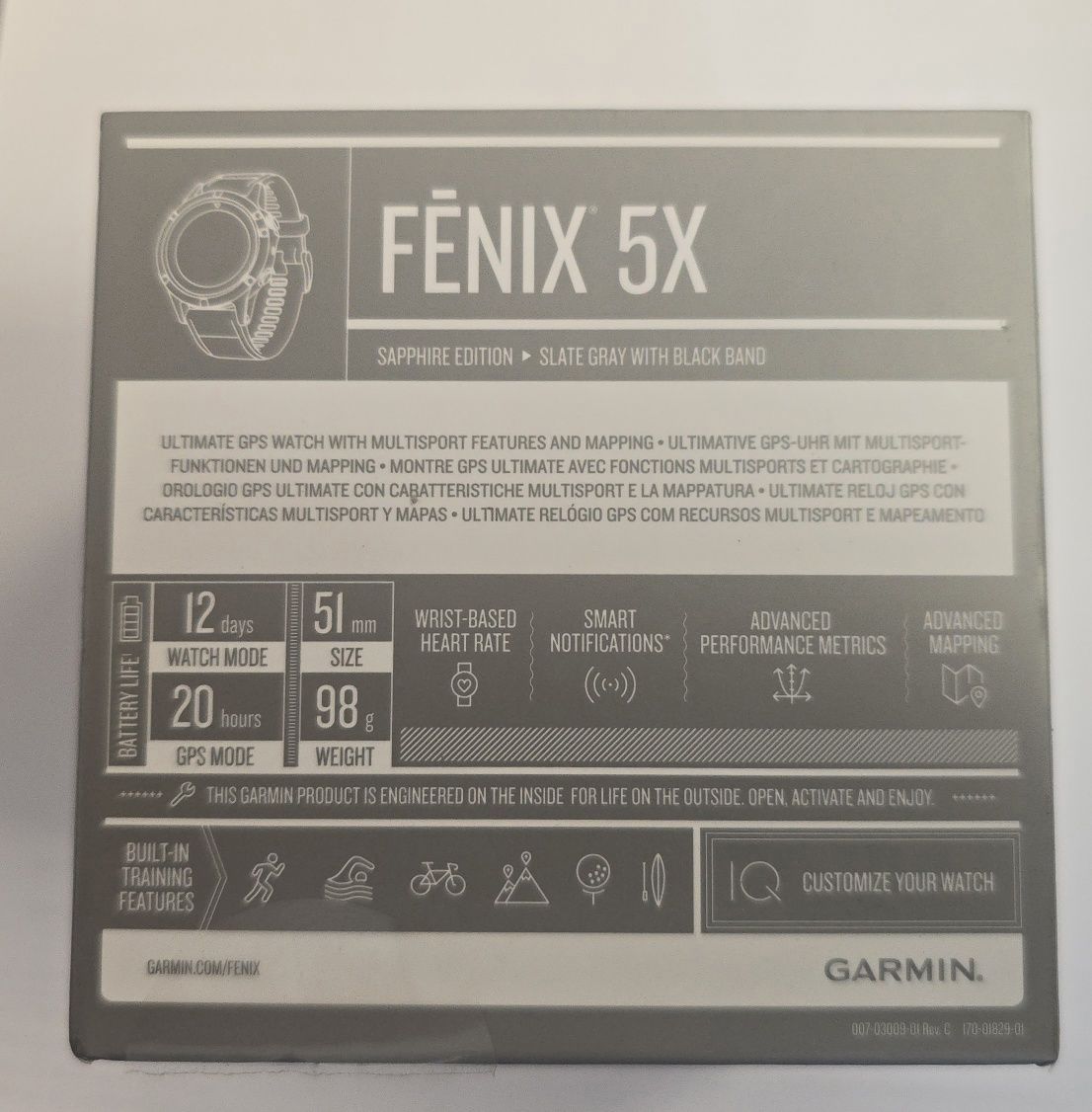 Garmin Fenix 5X Sapphire Edition 51mm, stan b.dobry, 6 pasków