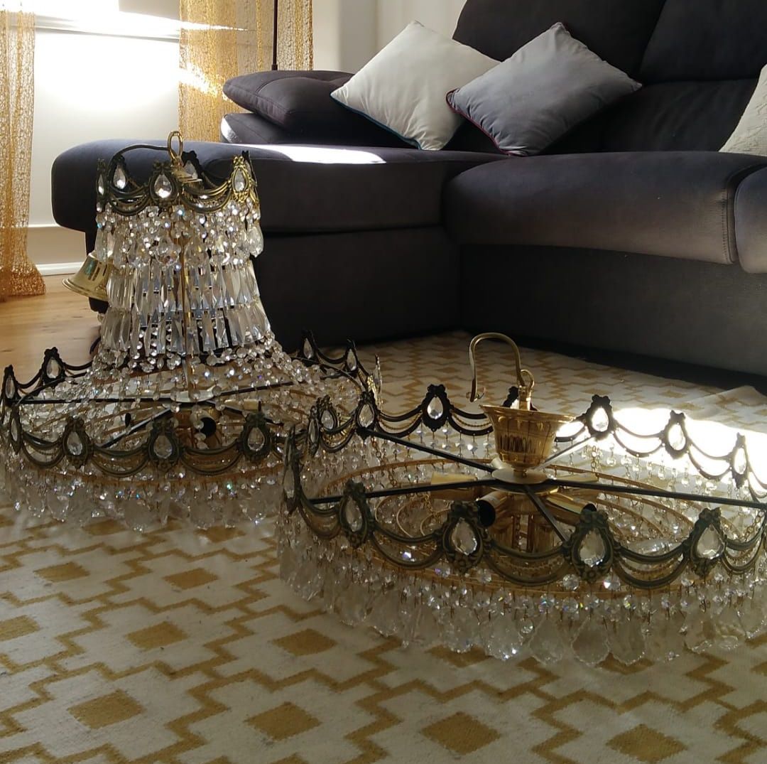 Conjunto 2 candelabros/candeeiros em cristal como novos