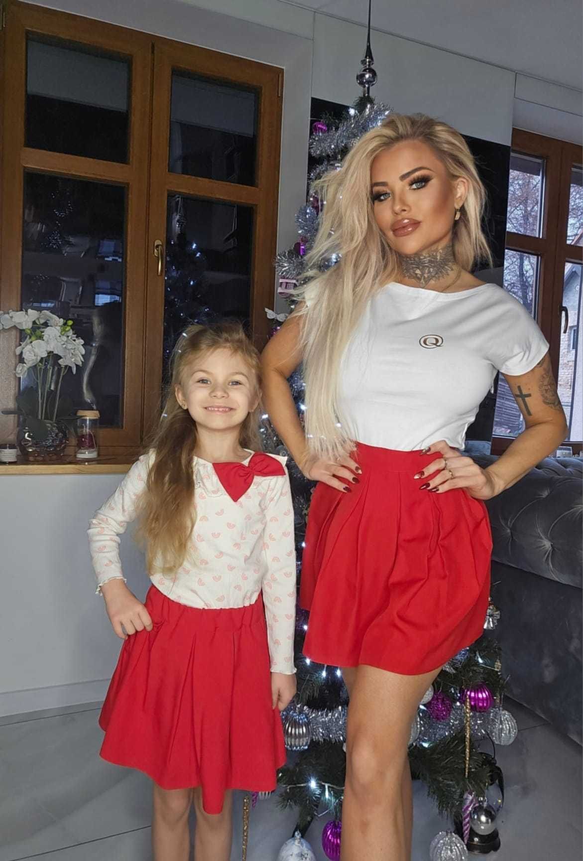Zestaw MAMA-CÓRKA spódniczki Czerwone + Kokardka różne rozmiary NOWE