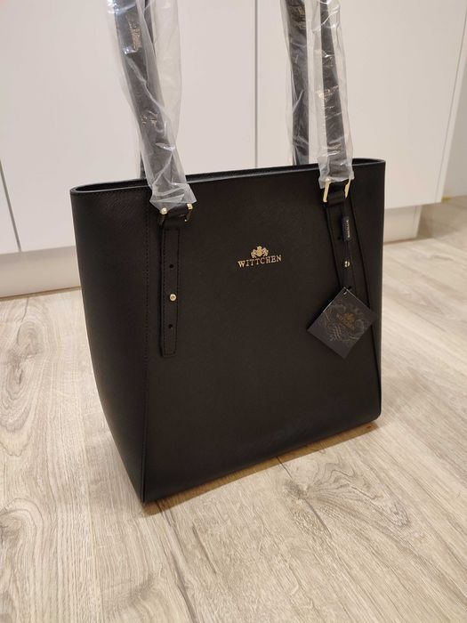 Skórzana torebka Wittchen czarna 31x31x33 cm