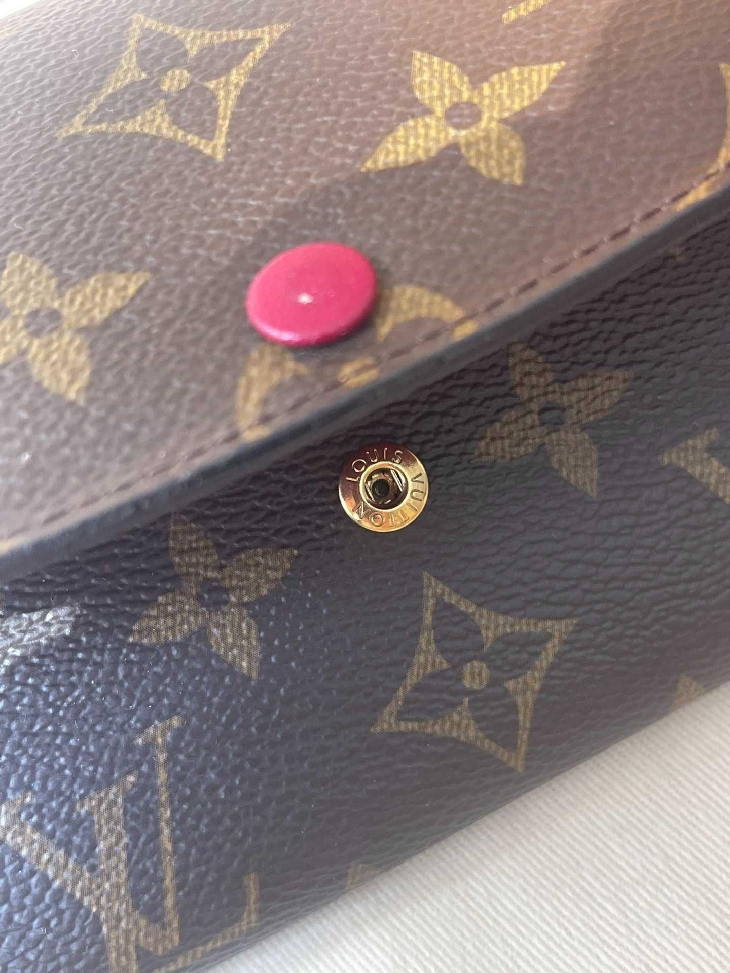 Oryginalny LV Louis Vuitton długi portfel Czerwony przycisk