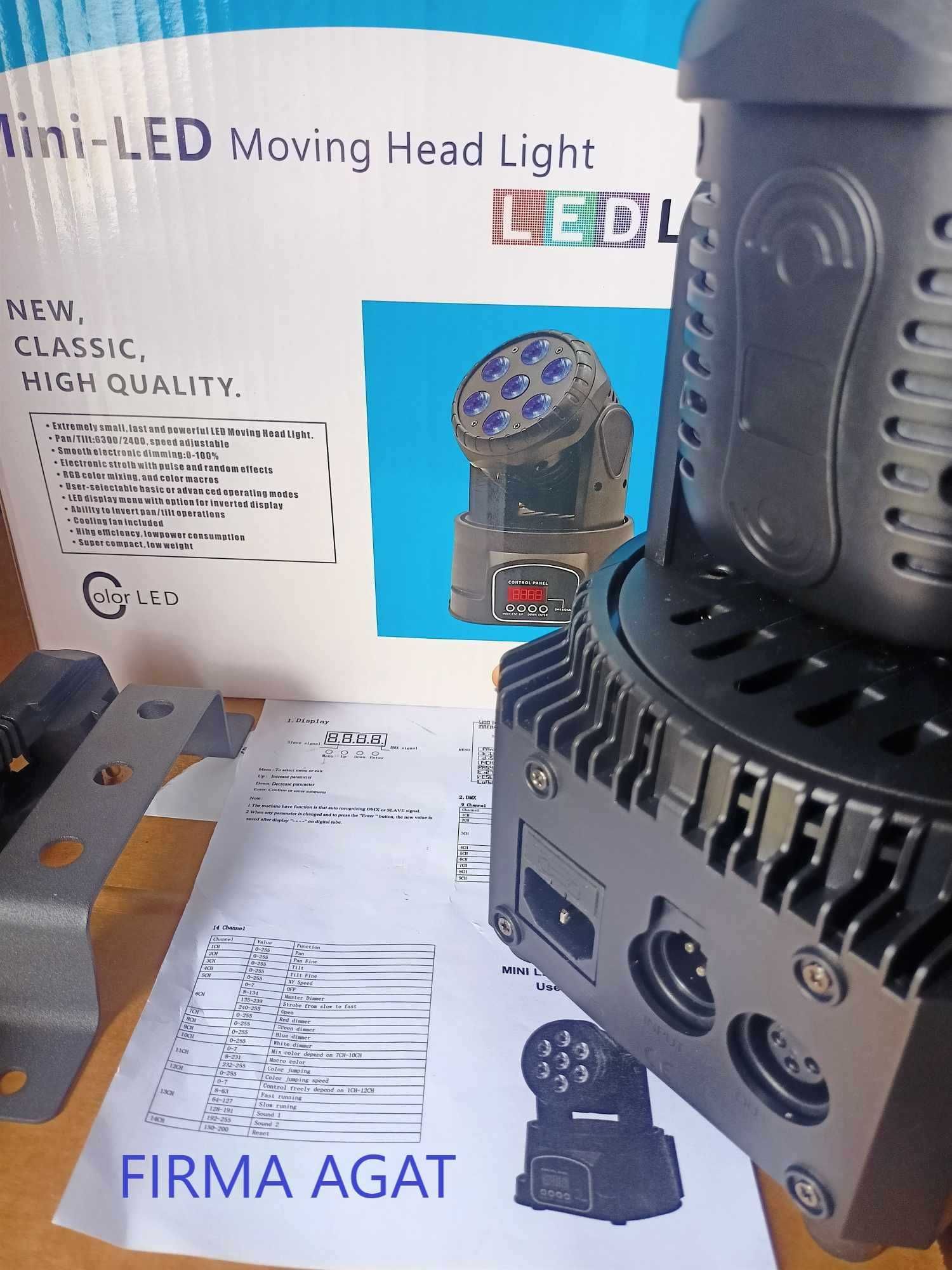 LED ruchoma głowa MINI WASH 7x10W 4w1 RGBW FAKTURA VAT