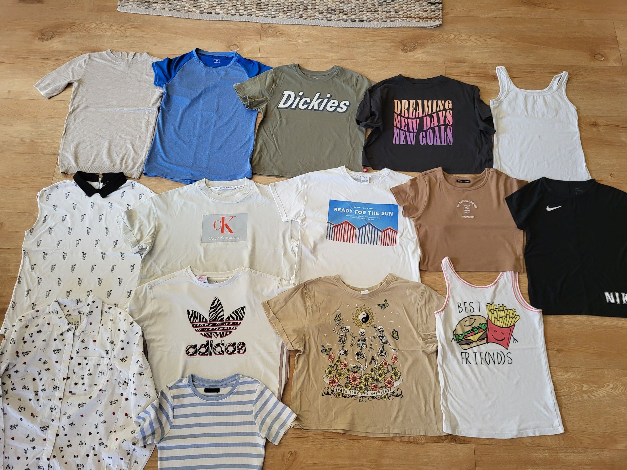 Paka 43 sztuki 152/158/164 bluza t-shirt legginsy koszula spódniczka s