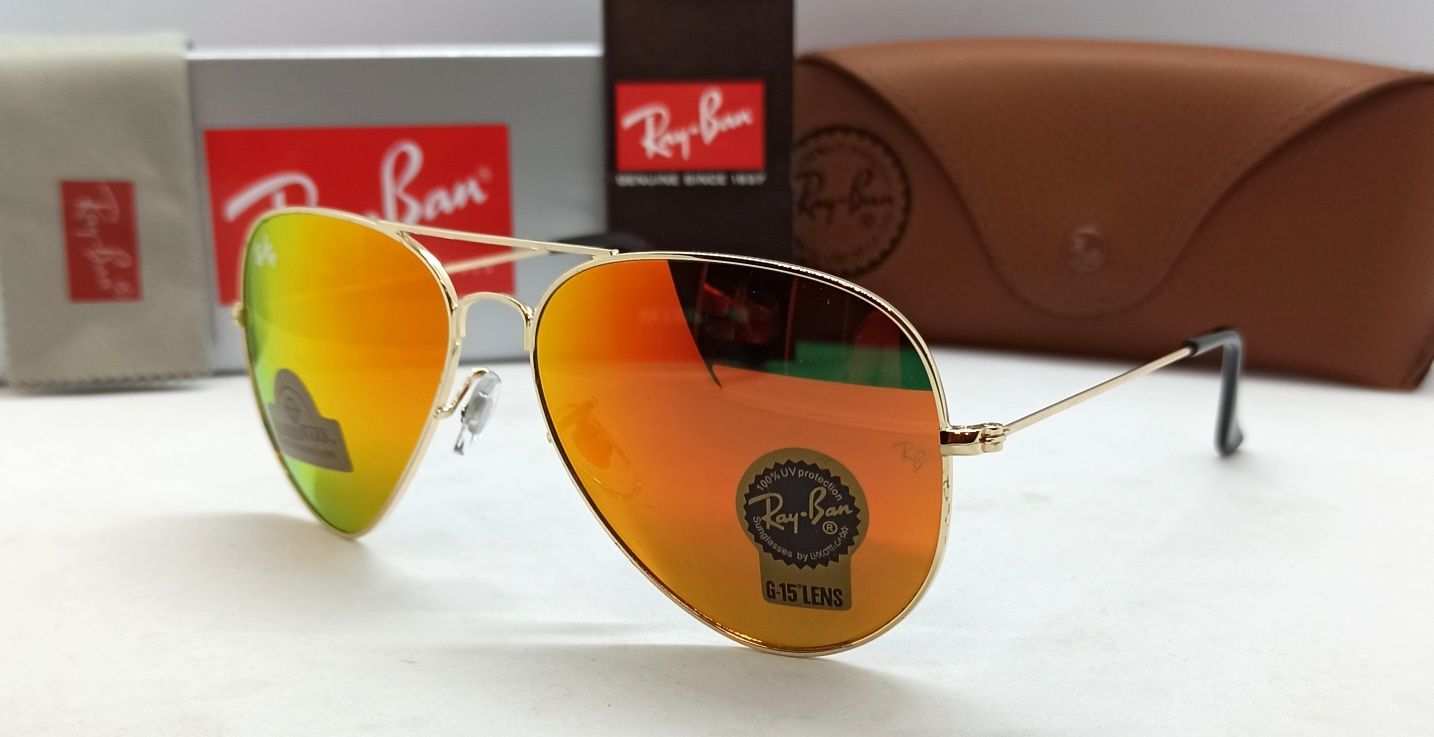 Ray Ban Aviator  очки капли унисекс оранжевые зеркальные линзы стекло
