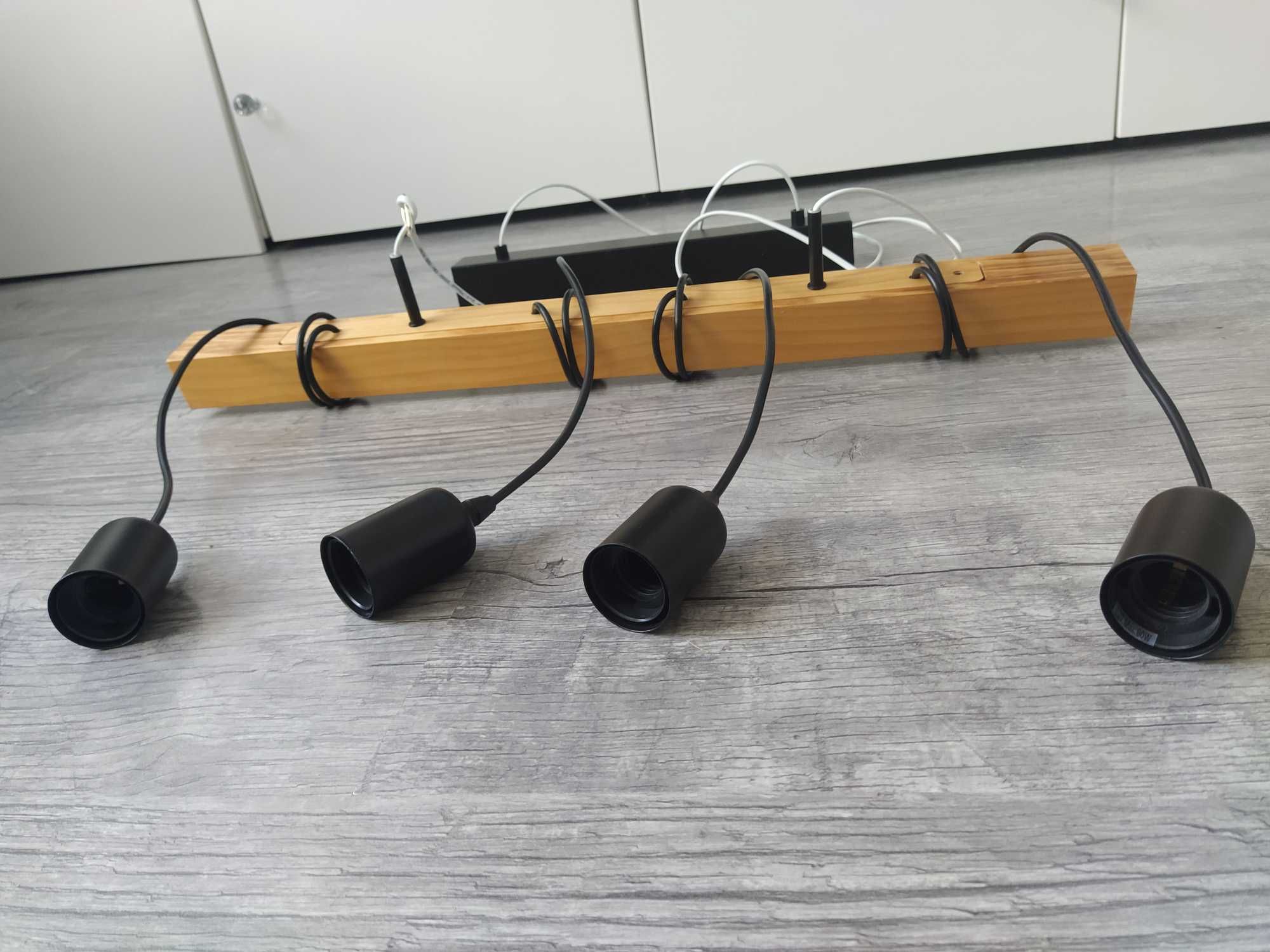 Eglo Lampa wisząca TOWNSHEND czarny metal z drewnem 4xE27