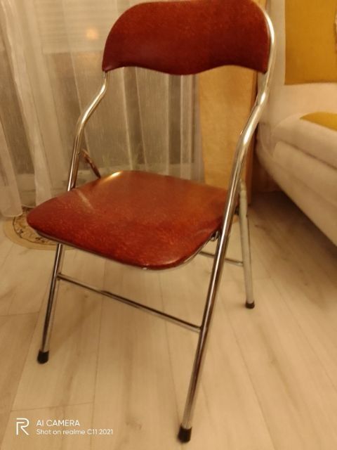 Krzesło składane, skórzane , solidne