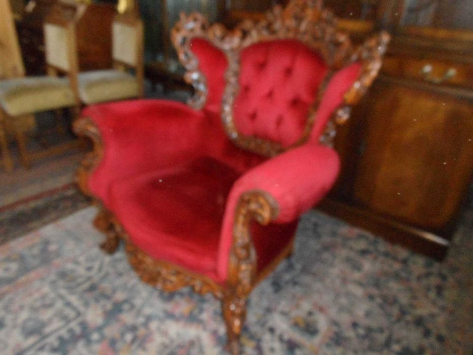 Fotel Barokowy Bogato Rzeźbiony z Holandii