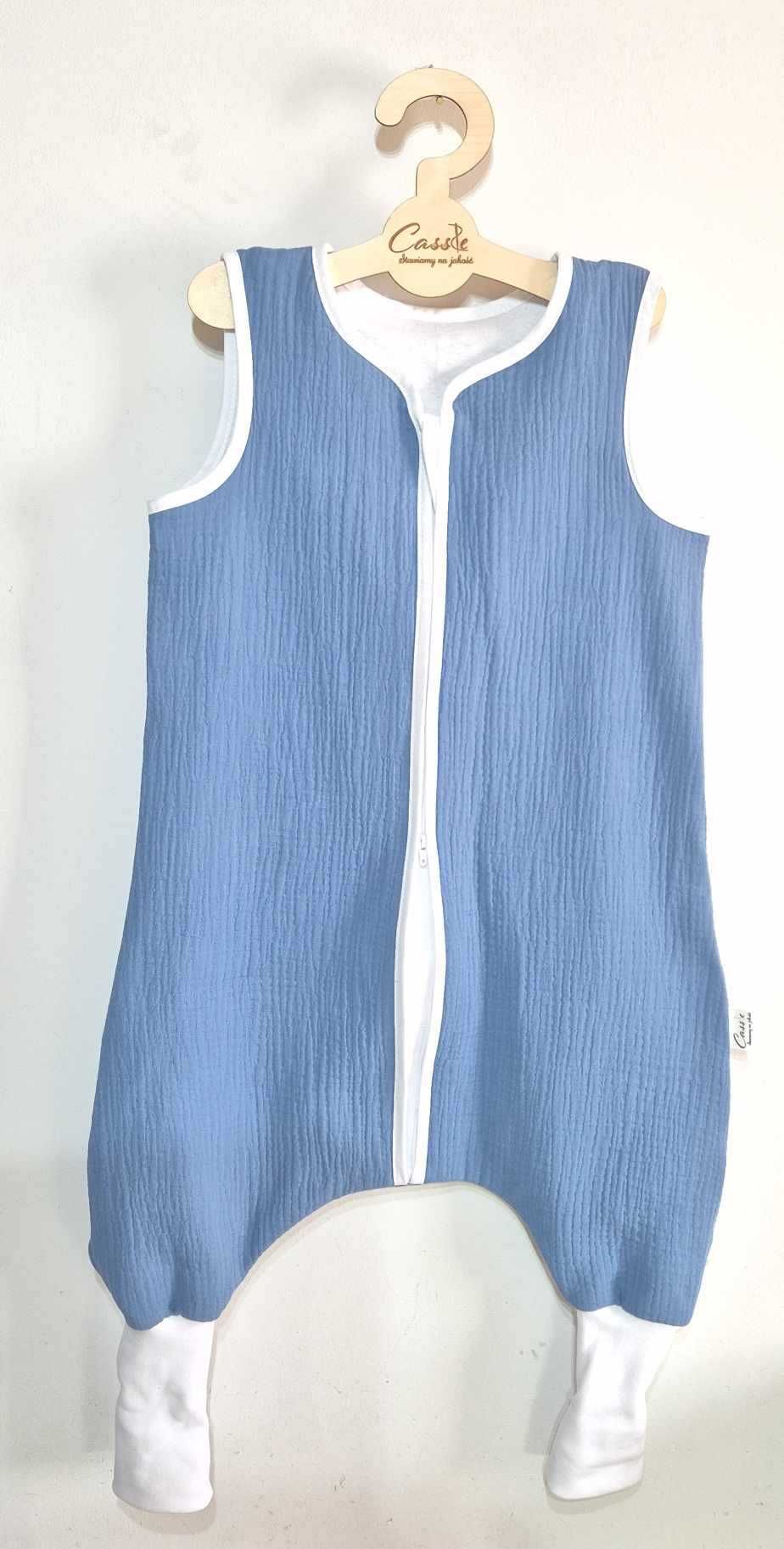 MUŚLINOWY Śpiworek z nogawkami standard 1,6 tog rozm 80-86 kolor Jeans