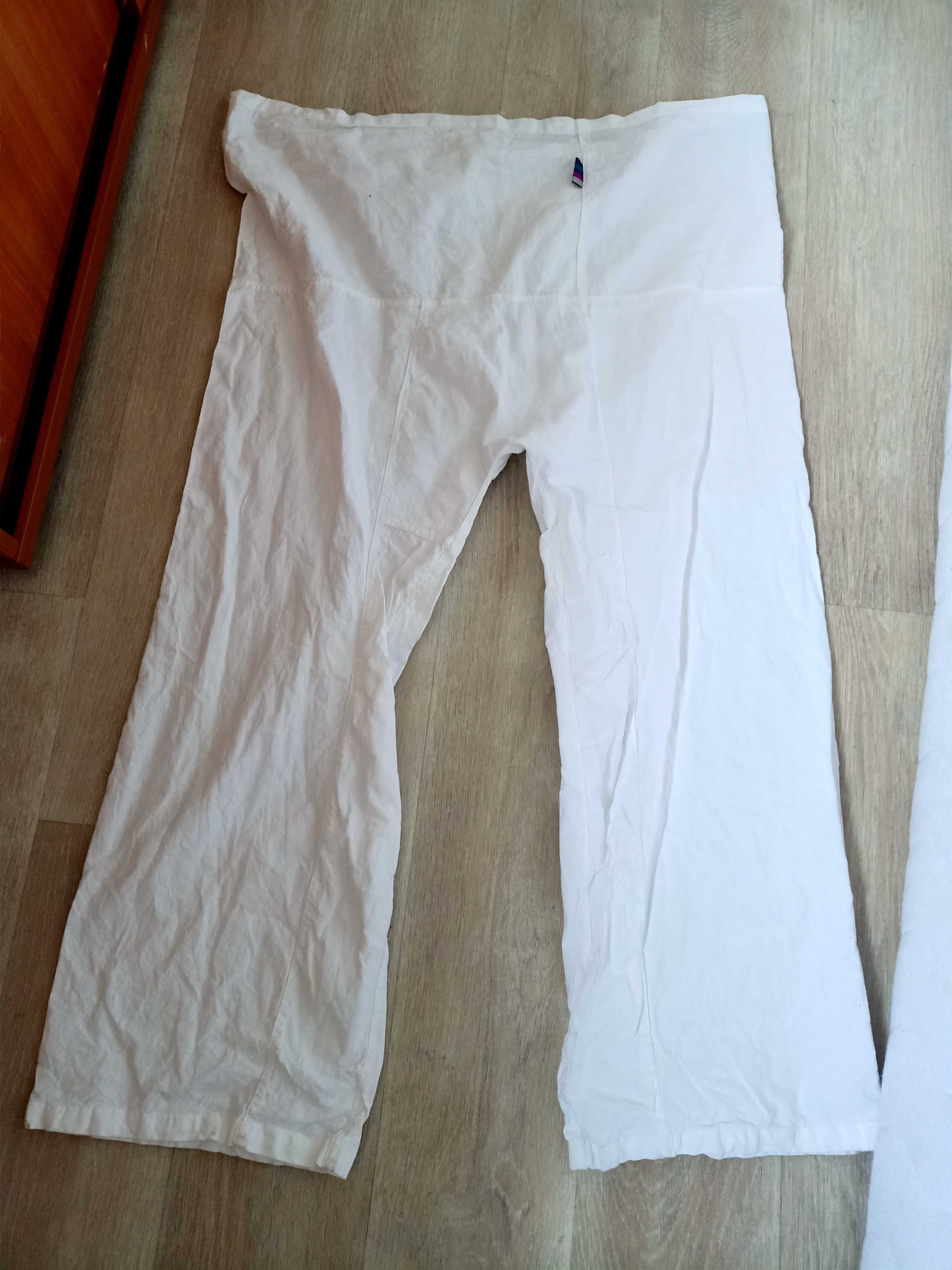 białe letnie spodnie ciążowe