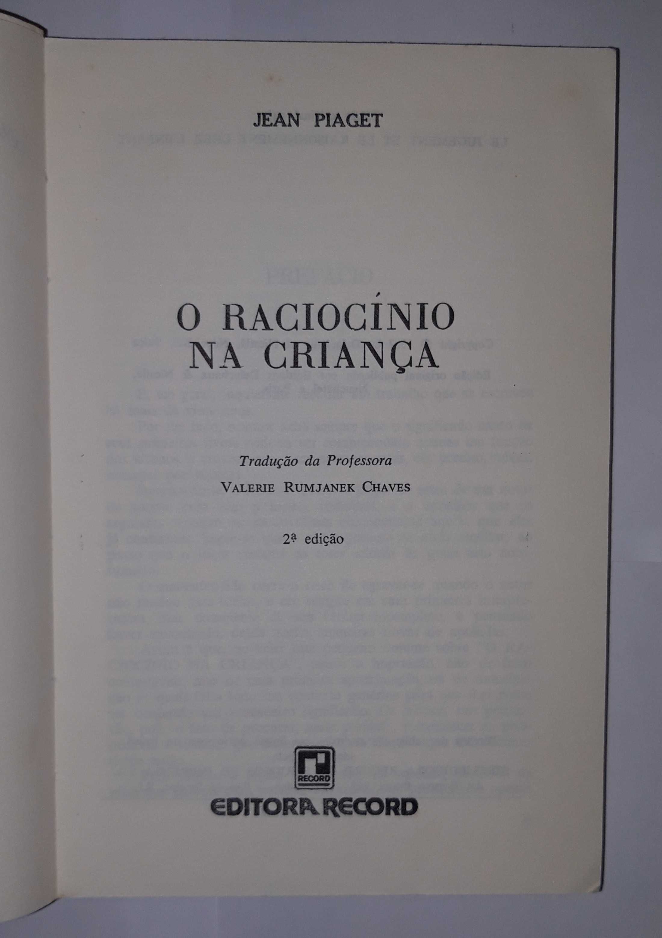 Livros Ref:PAR4 - Jean Piaget - O Raciocínio na Criança