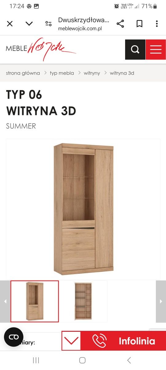 Witryna podświetlana summer meble wójcik