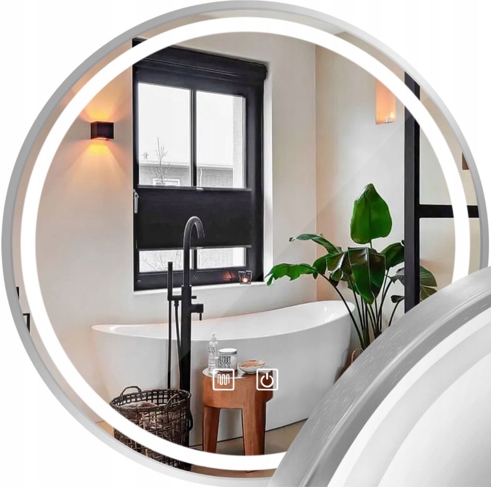 Nowe Lustro led podgrzewane dotyk srebrne 60 i 90 cm
