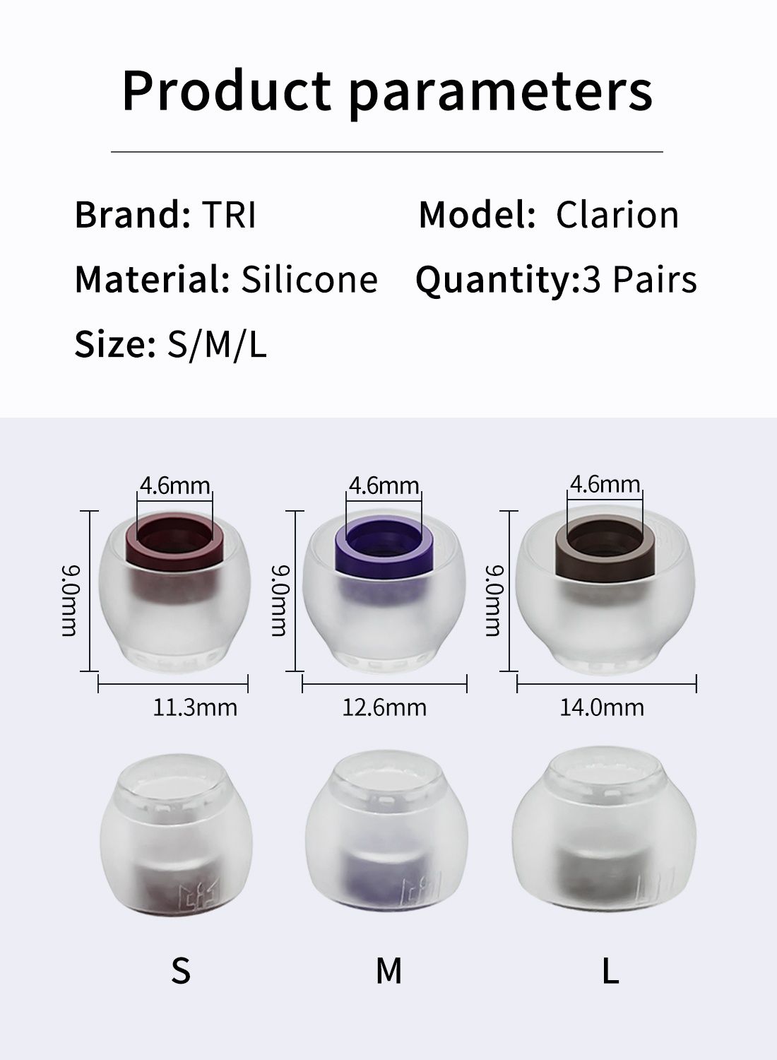 TRI Clarion rozmiar M silikonowe końcówki do słuchawek dousznych